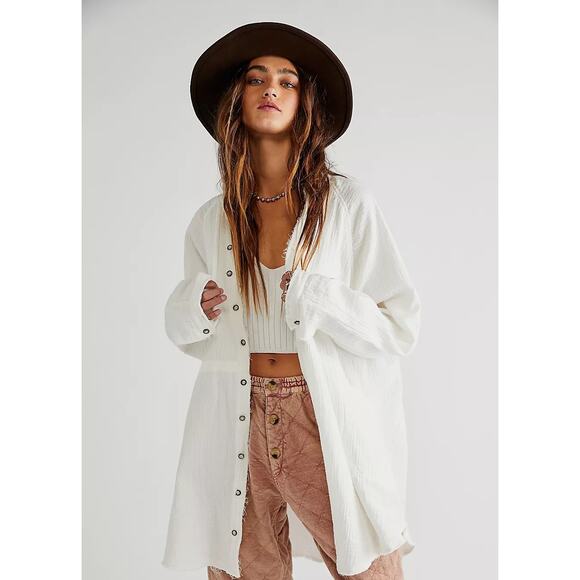 Free People Summer Daydream Button Down in White - Picture 3 of 5